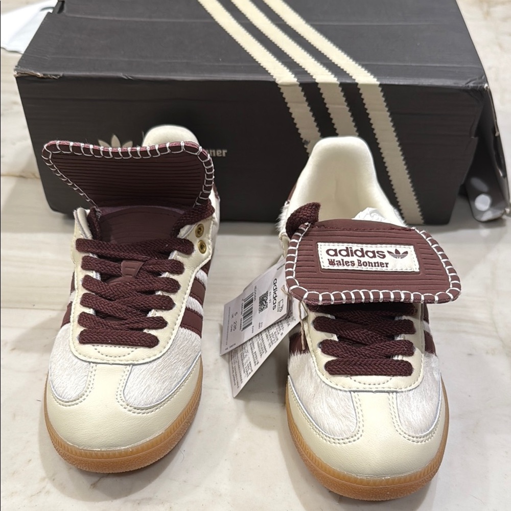 Adidas x Wales Bonner Cream and Brown Sneakers
